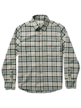 Taylor Stitch The Ledge Green Navy Plaid Flannel Shirt Size XXL / 46